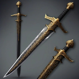 An elegant officer's saber. Shiny curved blade with hilt ordained with gold handguard.