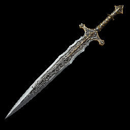 Create me a fantasy rapier that has the elongated hilt and guard of a rondel dagger. Have the base of the blade twisted like a railroad spike blade and eventually transition into a flamberge for the remainder of the blade.