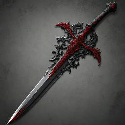 Quiero una espada mitad demoníaca mitad vampira, con gráficos de PS2 con el color negro y rojo como principales que recuerden al estilo de las armas en Devil May cry