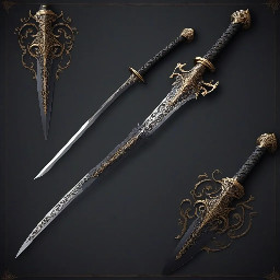 single edged sword with a curved blade and katana handle