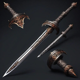 Create me a fantasy rapier that has the elongated hilt and guard of a rondel dagger. Have the base of the blade tightly twisted and eventually transition into a flamberge for the remainder of the blade.