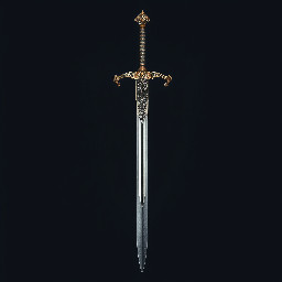 An elegant longsword with a intricate rapier styled hilt.