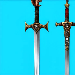 Bastard sword with dragon hilt and cross guard as well as runes on the blade