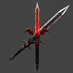 Quiero una espada mitad demoníaca mitad vampira, con gráficos de PS2 con el color negro y rojo como principales que recuerden al estilo de las armas en Devil May cry