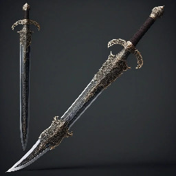 An elegant officer's saber. The blade has an extreme curvature.