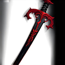 Quiero una espada mitad demoníaca mitad vampira, con gráficos de PS2 con el color negro y rojo como principales que recuerden al estilo de las armas en Devil May cry
