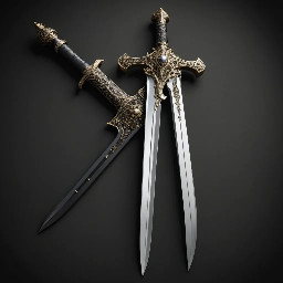 Multiple swords in a black case that turns into  shield