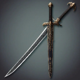 An elegant longsword with a intricate rapier styled hilt.
