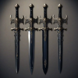 Multiple swords in a black case that turns into  shield