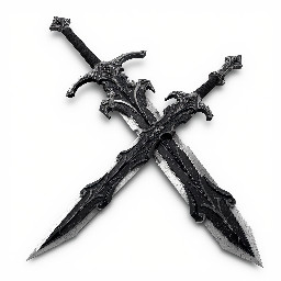 A Massive Sword that takes the appearance of a War like Greatwsord made of a Black and White like Titanium metal, The handle being Black with a pattern of gray, and The black having Cracks in it, Being Extremely long and Powerful blade. the sword is ment to be wielded with two hands.