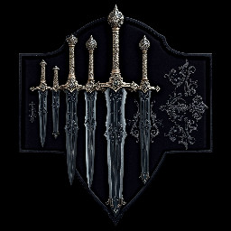 Multiple swords in a black case that turns into  shield