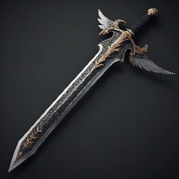 Long sword With wing like crossguard And A falcon pommel