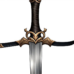 Detailed single edged sword with a curved blade and katana handle