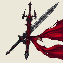 Quiero una espada mitad demoníaca mitad vampira, con gráficos de PS2 con el color negro y rojo como principales que recuerden al estilo de las armas en Devil May cry