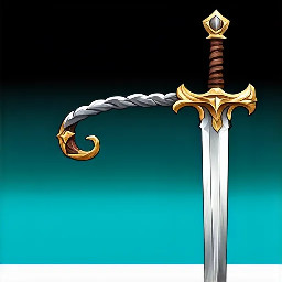 Create me a fantasy rapier that has the elongated hilt and guard of a rondel dagger. Have the base of the blade twisted like a railroad spike blade and eventually transition into a flamberge for the remainder of the blade.