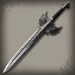 single edged greatsword, with silver dragon wing and blade appearing shattered