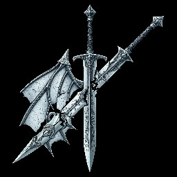 single edged greatsword, with silver dragon wing and blade appearing shattered