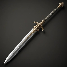 Create me a fantasy rapier that has the elongated hilt and guard of a rondel dagger. Have the base of the blade tightly twisted and eventually transition into a flamberge for the remainder of the blade.