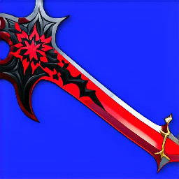 Quiero una espada mitad demoníaca mitad vampira, con gráficos de PS2 con el color negro y rojo como principales que recuerden al estilo de las armas en Devil May cry y que sea larga y algo grues