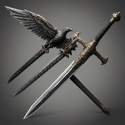 Long sword With wing like crossguard And A falcon pommel